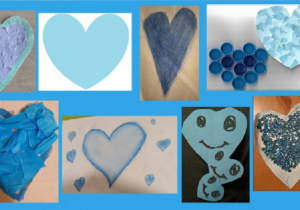 Niebieskie serca - zdjęcie prac plastycznych uczniów klasy 3b - część 1.